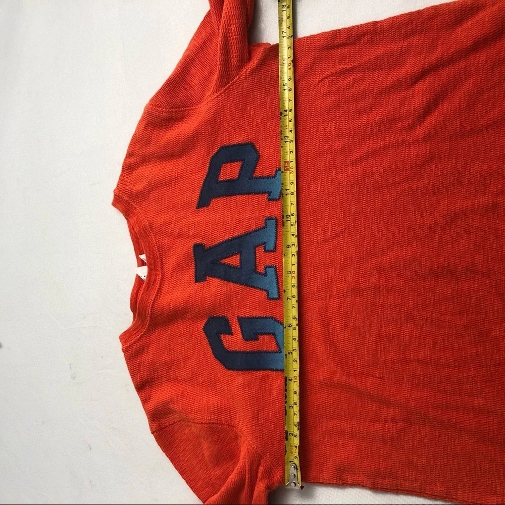 Gap orange with ombre blue logo waffle knit long sleeve shirt 10